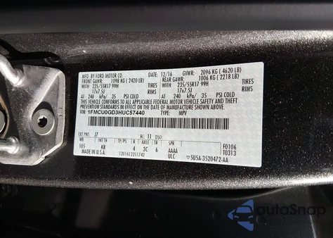 2017 Ford Escape Se из США, поврежденный, VIN 1FMCU0GD3HUC57440